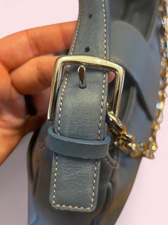 Coach Hampton Hobo Blue Leather
Shoulder Bag Vintage 7783+ Chain - Picture 8 of 9